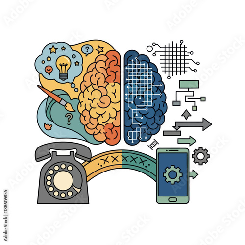 Human Brain Evolution Technology Concept.