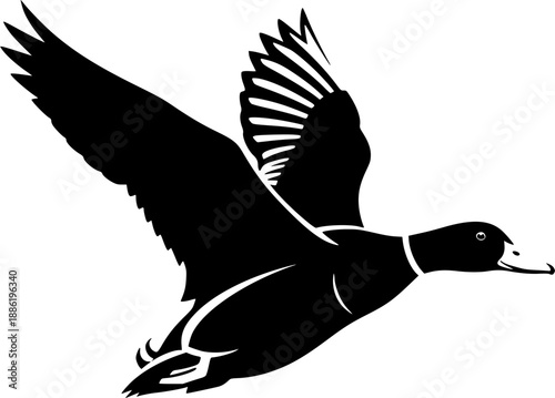 Mallard duck vector black silhouette print design

