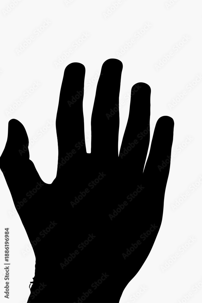 Obraz premium Silhouette of a hand raised in a stopping or rejecting motion