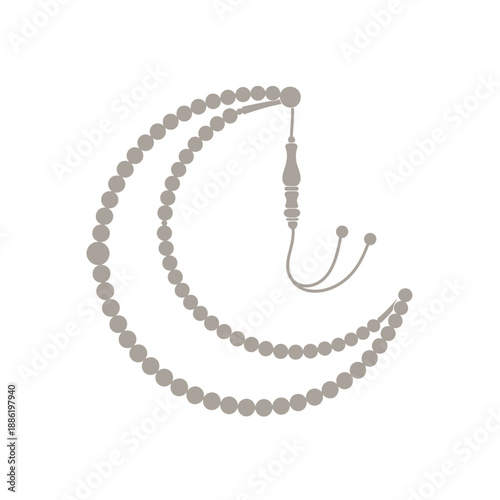 Tassel prayer beads on cord.