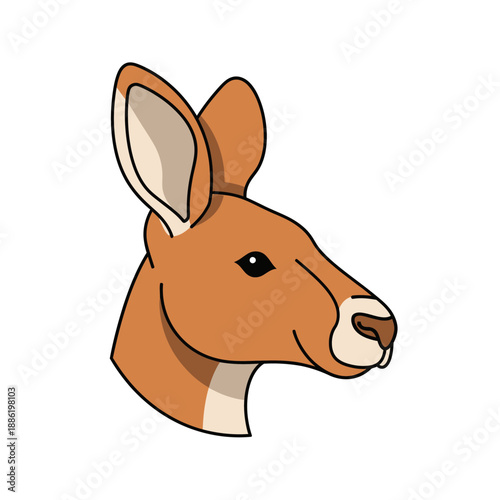 Cartoon kangaroo head with ears.