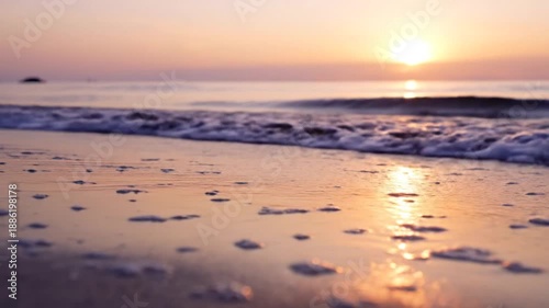 Wallpaper Mural Sunrise Waves on Sandy Beach: Serene Coastal Morning Torontodigital.ca