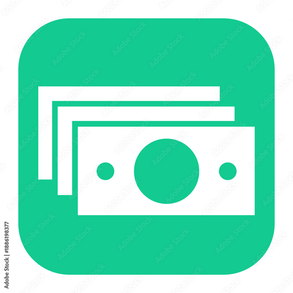 Naklejka premium Dollar bills png sticker, flat square icon, transparent background