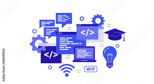 Digital Learning, Coding, and Innovation Concept