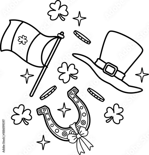 St. patrick Day Doodle Symbol Outline Element