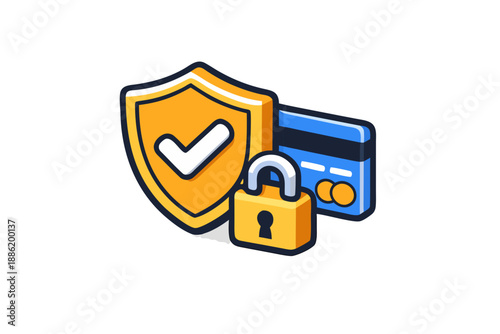Secure Online Payment Protection with Shield and Lock Icon