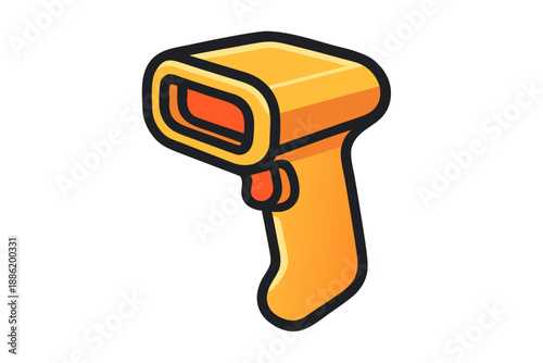 Infrared Thermometer Gun Scanning Temperature on White Background