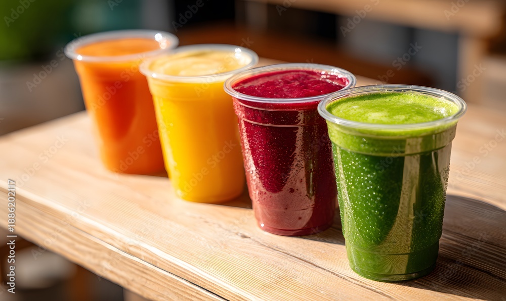 Fototapeta premium featuring four juice cups