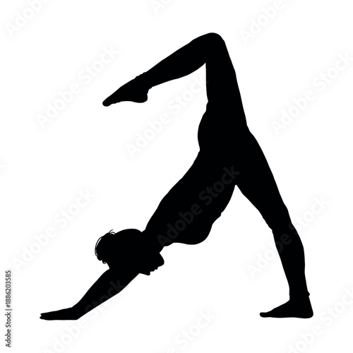 eleventh black and white yoga pose silhouette illustration