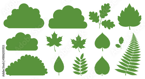 Greenery Silhouettes: Leaves and Bushes