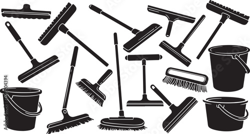 Cleaning tools and equipment for household chores and maintenance