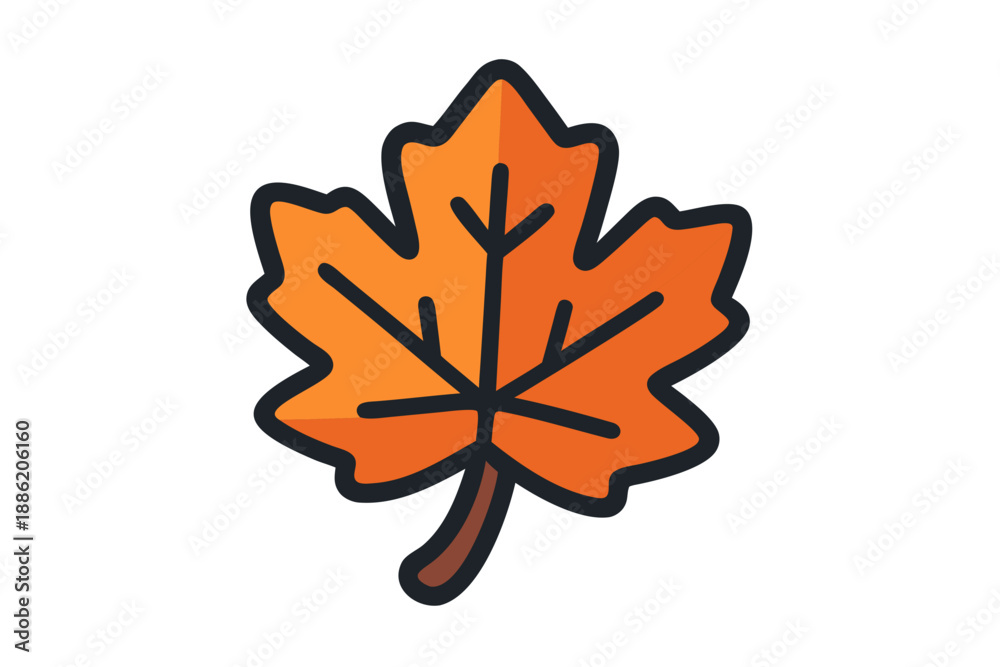 Obraz premium Vibrant Orange Maple Leaf Icon on White Background