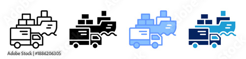 Transportation icon set multiple style collection