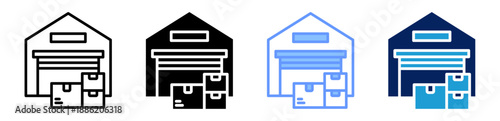 warehouse icon set multiple style collection