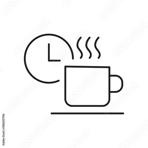 Tea Break Icon Editable Outline Vector, Coffee or Tea Time Icon Editable Stroke Outline Vector..eps