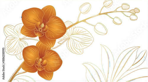 Beautifully Illustrated Orchid Flower - Elegant Vector Art for Romantic Designs