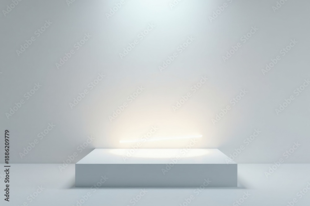 Obraz premium Illuminated Platform A Minimalist White Cube Display with Subtle Lighting
