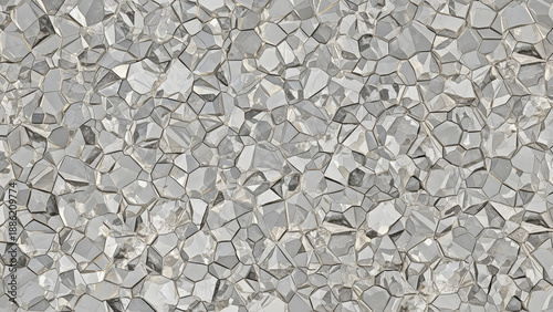Abstract textured surface with irregular geometric shapes and reflective qualities.