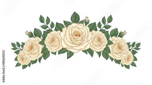 Elegant Cream Rose Floral Arrangement, Romantic Wedding Decoration Element