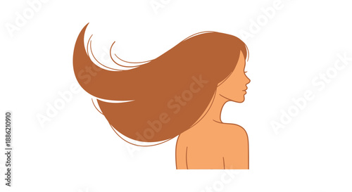 Woman Profile Silhouette with Flowing Hair