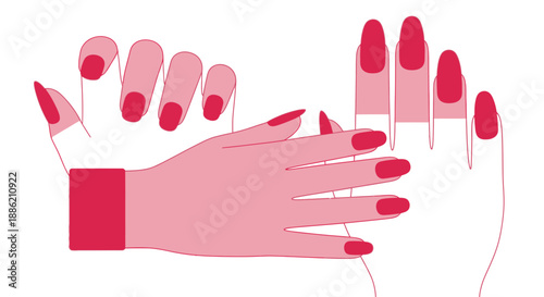 Stylish Hands with Red Nails - Manicure and Beauty Concept