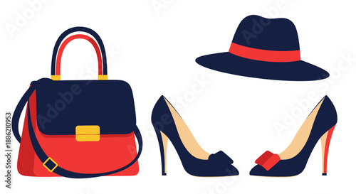 Fashion Accessories: Handbag, Hat, and High Heels