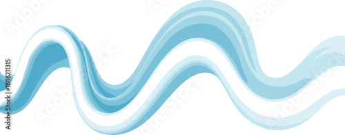 A waving blue abstract line on a white background viewed from directly above
