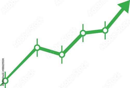 A rising green arrow graph trending upward indicating growth and success