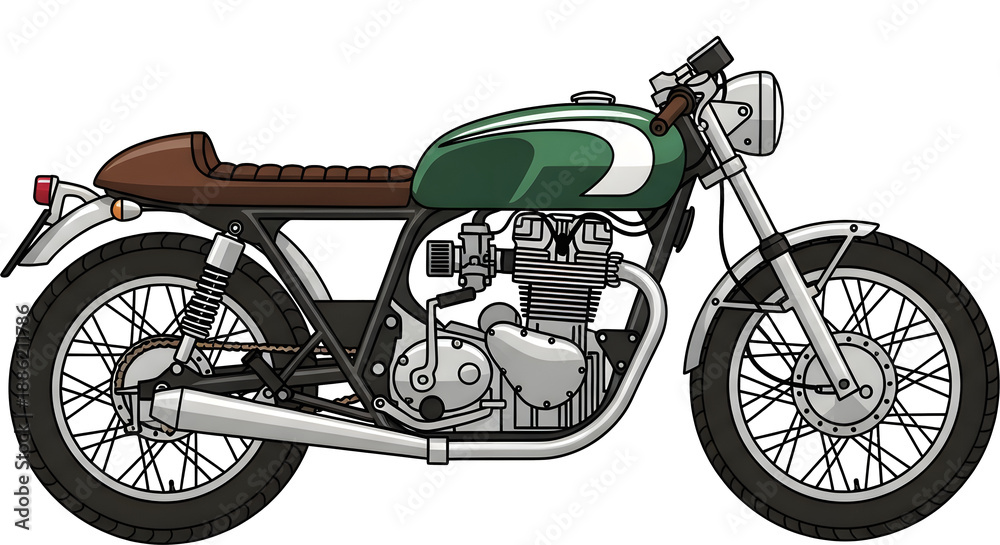 Obraz premium Classic cafe racer motorcycle vector with sleek seat and retro tank
