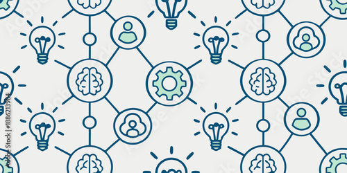 Seamless Learning Pattern Representing Collaboration and Group Study, Teamwork Education Concept, Clean Modern Vector Background