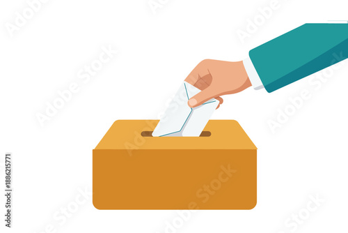 Hand casting vote into ballot box during election process illustration