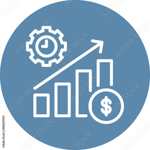 Efficiency management icon for gross domestic product (GDP), business, website, application, printing, document, poster design, etc