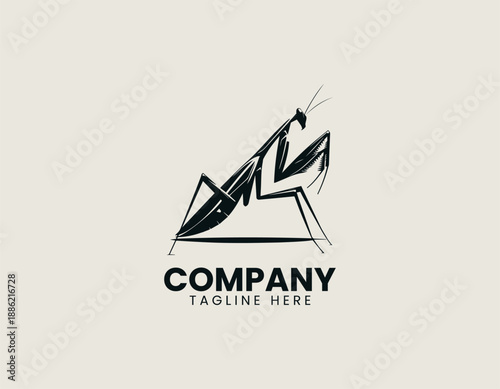 Praying Mantis Black Vector Logo Illustration