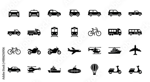 Collection of Transportation Icons Vector Set.