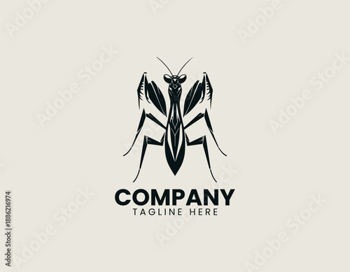Praying Mantis Black Vector Logo Illustration
