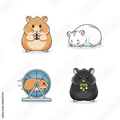 Adorable Syrian Dwarf Hamster Vector Illustration