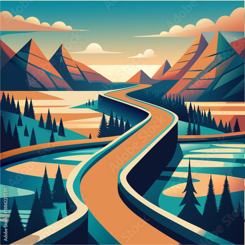 vector abstract illustration that conveys flow and direction