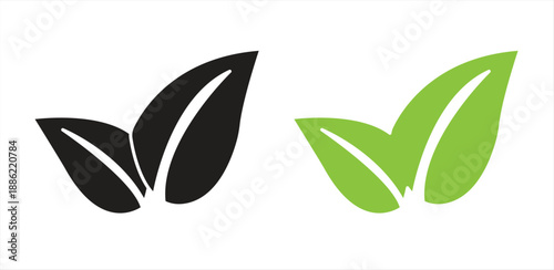 Green leaf vector icon design with white background, eps 10


