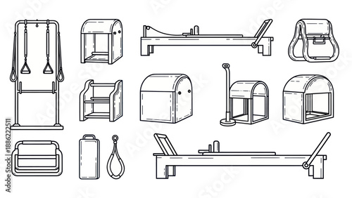 Gym equipment vector illustration set for health and fitness activities