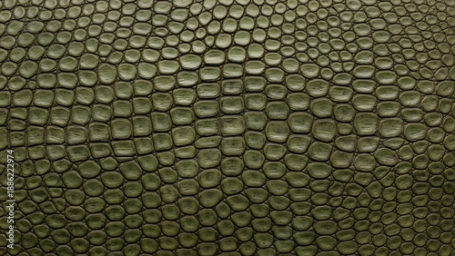 Close-up of a textured reptile skin pattern in shades of green and brown.