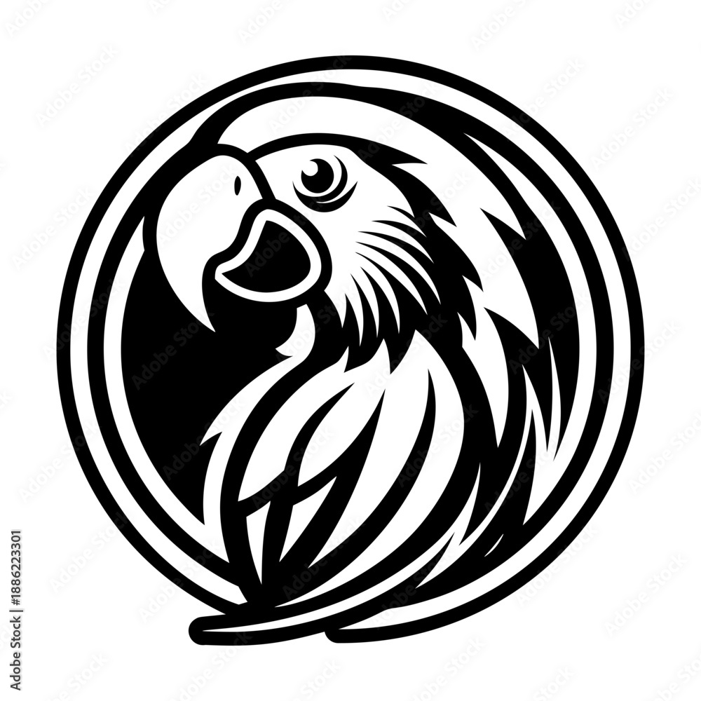 Obraz premium Glyph Style Macaw Bird Symbols