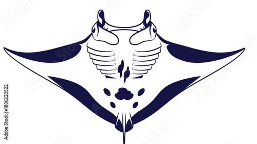 Stylized Manta Ray Illustration - Oceanic Wildlife Vector Art for Design