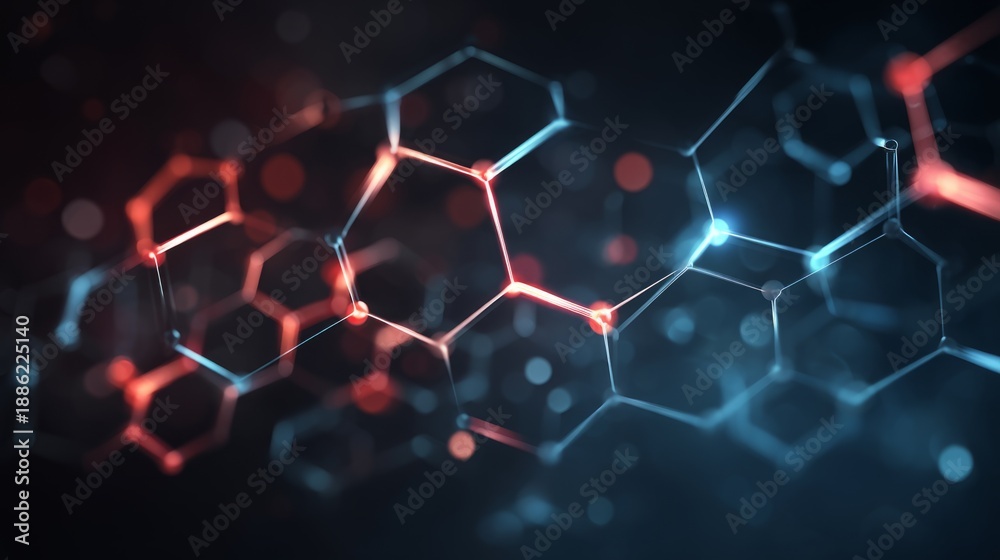 Obraz premium Abstract Molecular Structure in Neon Colors for Tech Design
