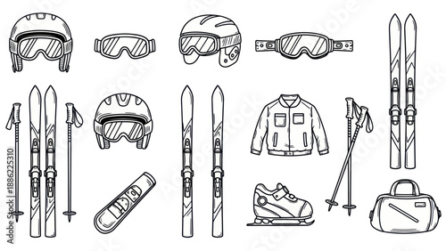 Skiing equipment vector illustration isolated on white background
