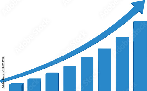 Free Download Graphical representation of growth trend with rising arrow and increasing bars - GFXLoad