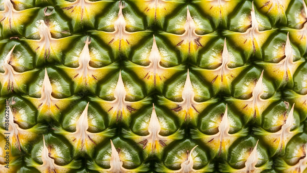 Fototapeta premium Close-up of a pineapples textured skin showing its intricate pattern.