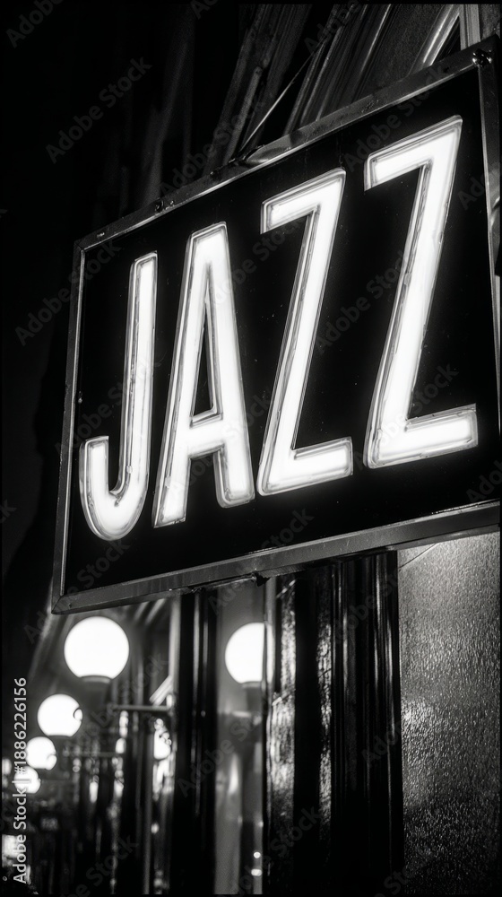 Obraz premium Neon Jazz Sign at Night on Street