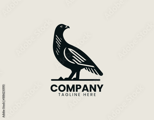 Black Billed Capercaillie Bird Black Vector Logo Illustration