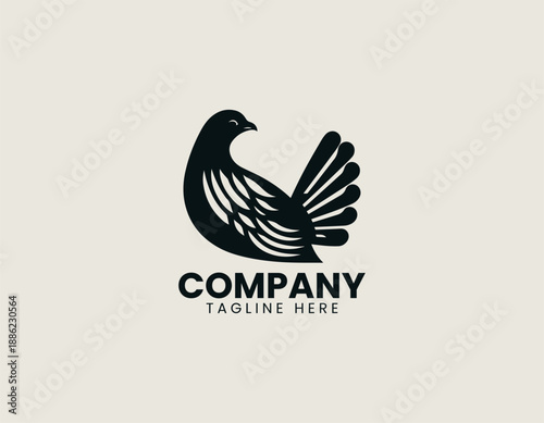 Black Billed Capercaillie Bird Black Vector Logo Illustration