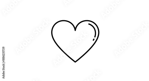 Simple black outline heart icon representing love, affection, health, and passion. A universal graphic symbol for Valentine's Day, romance, or well-being for digital use